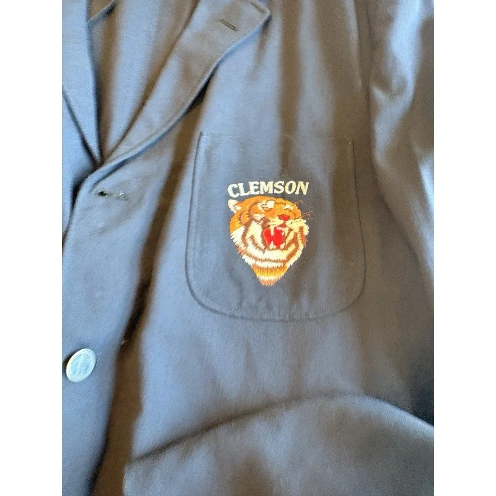 VTG RARE Navy 60s Clemson Tigers Blazer  Robert Rollins Men 40 L Reg Union Made⁠